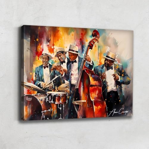 Alessio Cacciatore Tableau Musicien Jazz Impression Sur Toile Musique Tableau Africain Décoration Murale Salon Toile Xxl Décoration Chambre Adulte Moderne...