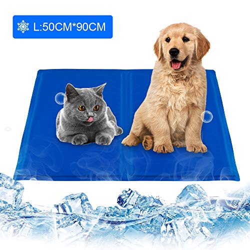infinitoo Tapis rafraîchissant pour Chien,Grand Matelas Frais pour Chats,Auto-refroidissant Gel Non Toxique activé par Pression Tapis pour l'été,L Size,90 * 50cm