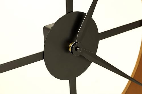 Miniatura 4 de Pacific Bay Valencia - Reloj de pared de madera enorme con marco de metal, decorativo, ligero, moderno, silencioso, sin tictac, sin números, 3D,