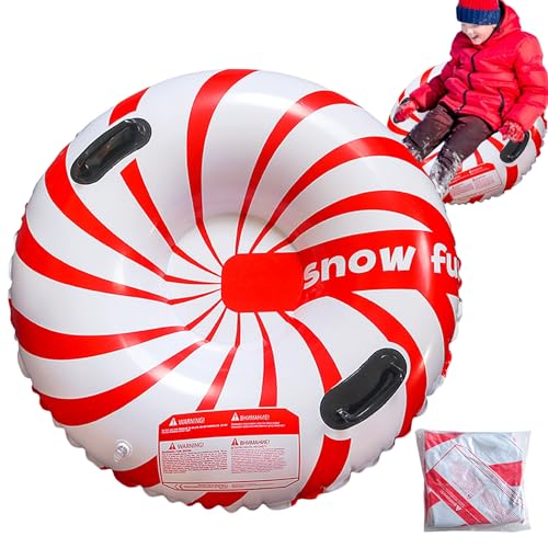 Eioflia Snow Sleds, Snow Tube 33.5 inch Sleds for Adults, Inflatable Snow Sled with Handles Heavy Duty Adult Sledge Thicken Snow Toys for Winter Style1