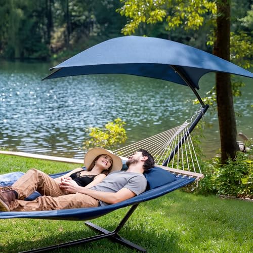 Image of SUNCREAT Hammocks for Outside with Stand, Sunshade, Navy