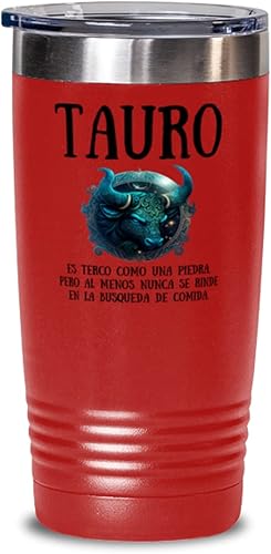 Signo Zodiacal Tauro  Regalo para ahijado, hijo, mamá, papa Vaso 20oz rojo