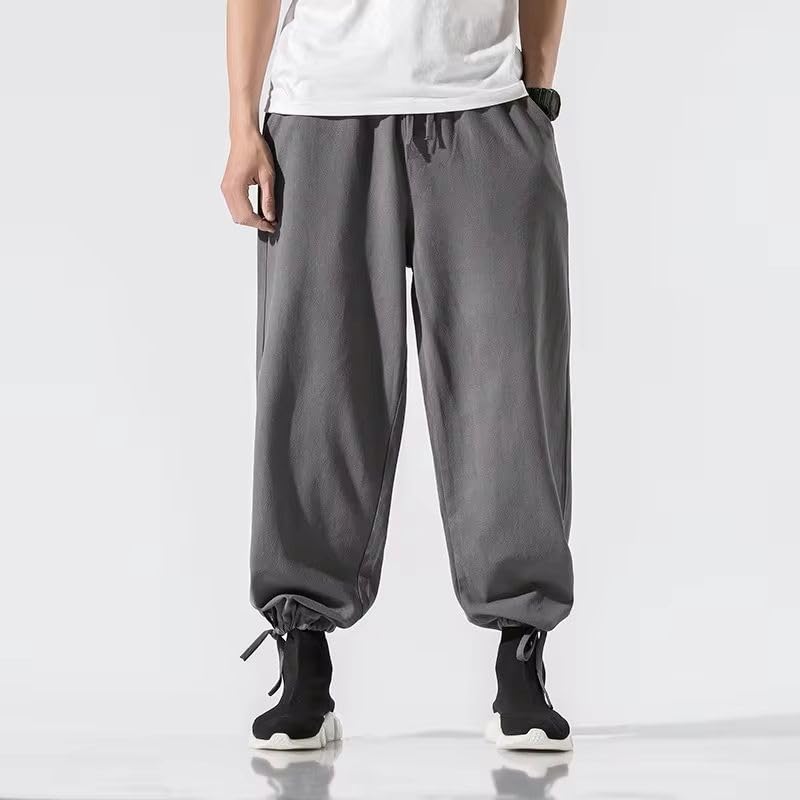 Pantalon à jambe large homme coupe droite fluide style chinois traditionnel