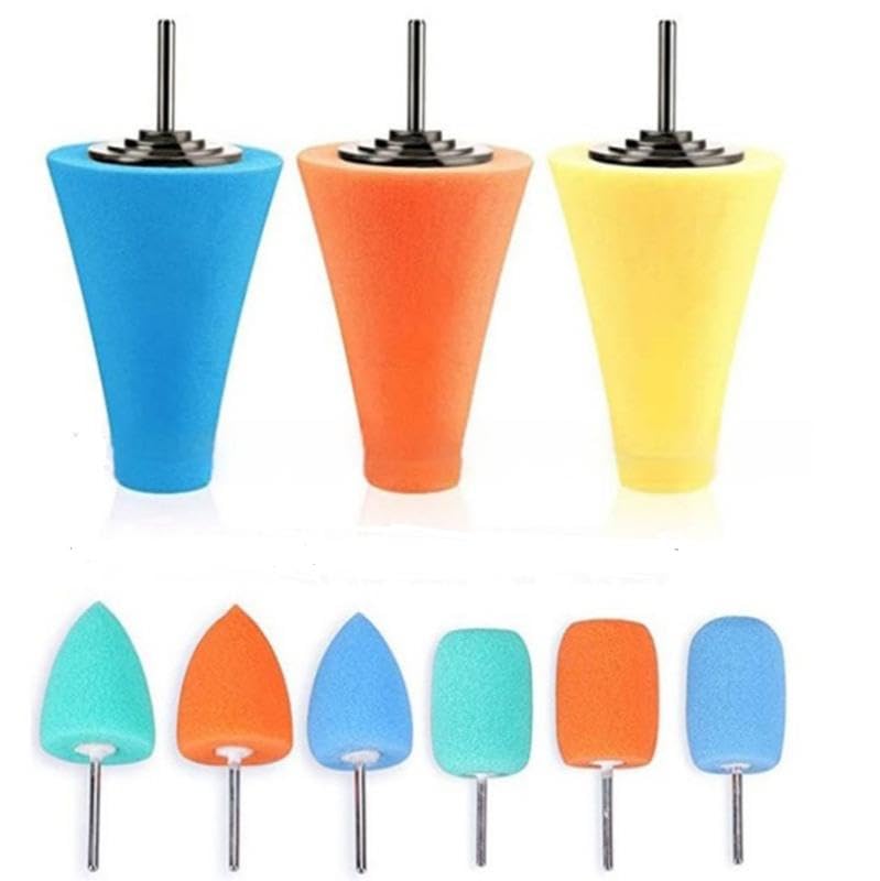 9 Polishing Sponge Wheels for car Wheel Care Disc Wheels for waxing with Power Drill polishing kit Drilling Sponge polishing Pads Polishing Balls for Aluminium and Stainless Steel Metal polishing