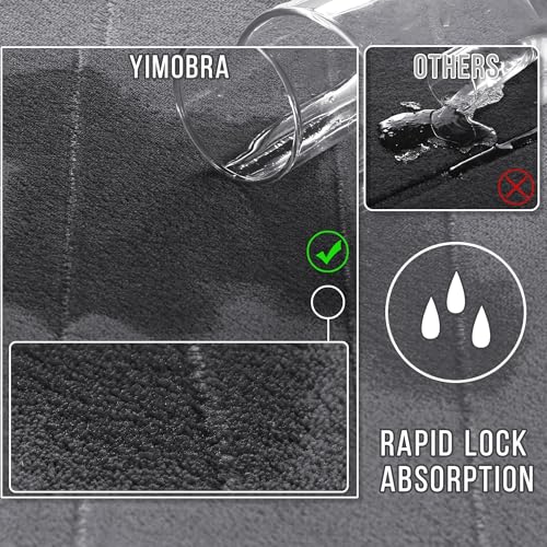 Image of Yimobra Memory Foam Bathroom Rugs Sets 2 Piece - Super Soft Absorbent Quick Dry Bath Mat Set, Machine Washable Non Slip Floor Carpet for Tub Shower & Single Sink (17x24 & 31.5x20 Inch, Dark Gray)