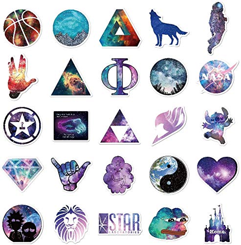Galaxy Stickers Pack 100Pcs Harajuku Constellation Unicorn Animal Stickers Laptop Motorcycle Bicycle Luggage Skateboard Decal Graffiti Water Bottle (100Pcs) #TOP1