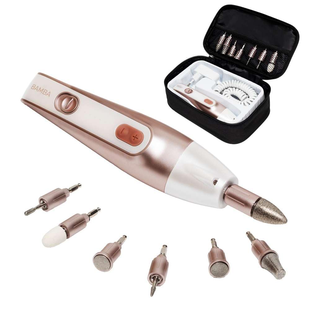 Cecotec Set de Manicura y Pedicura Eléctrico Bamba PinkyCare 700 Perfect Nails. Siete Cabezales intercambiables, Cinco Velocidades y Dos Sentidos de giro, Diseño Ergonómico, Incluye Estuche