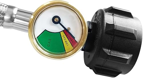 Miniatura 2 de Joywayus 2 conectores trenzados de acero inoxidable de 12 pulgadas de longitud para tanque de propano con medidor para regulador estándar de dos