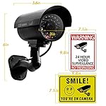 4-Packs-Fake-Security-Camera-with-No-Trespassing-Signs-Smile-Youre-On-Camera-Warning-Signs-and-Screws-Dummy-Cameras-with-Realistic-LED-Red-Flashing-Light-for-Outdoor-Yard-Indoor-Use-Set-Of-8
