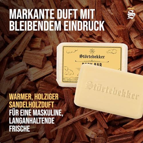 NEU: Störtebekker® Premium Body Bar Sandelholz | Festes Duschgel Männer | Feste Duschseife Herren & Damen | Natürliche Reinigung, herrlicher Duft | handgefertigt & ohne Zusätze (120g)