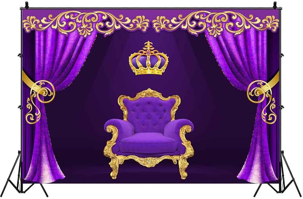VIDMOT Crown King Queen Background 9x6ft Royal Chair Throne Background Stage Theater Backdrop Royalty Personal Portrait Shooting Adults Kids Photo Photography Studio Set Props BJXTVV74