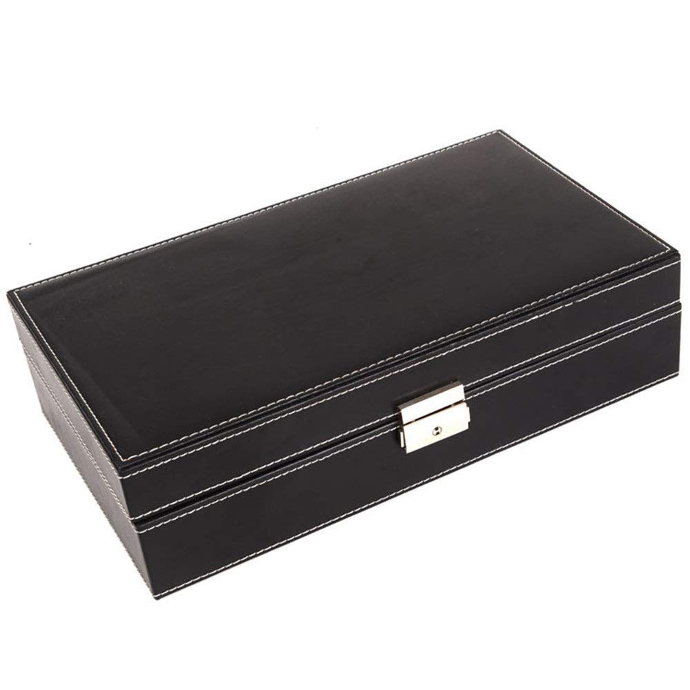 Caja de Reloj con Tapa de Cristal y Almohada de Almacenamiento móvil Caja de Reloj de Cuero Almacenamiento de exhibición de joyería para Hombres y Mujeres
