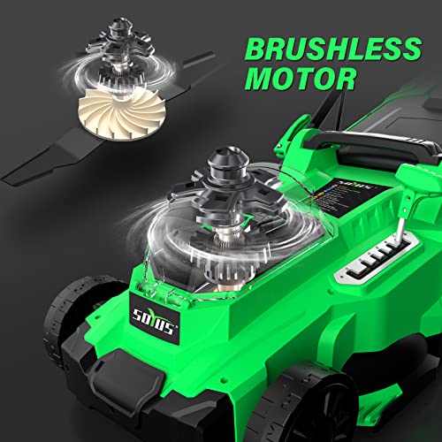 Soyus Electric Lawn Mower Cordless, 15 Inch 40V Battery Powered Lawn Mower With Brushless Motor, 6 Position Height, Includes 2X4.0Ah Batteries And Dual Port Charger #TOP4