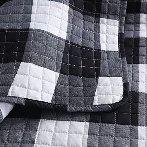 Marcielo 3 Pcs Buffalo Quilt Bedspread Set(Queen), Black White, (B020_Q) #TOP6