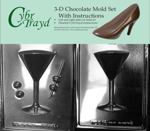 Cybrtrayd AO128AB Martini Glass Chocolate Candy Mold Bundle with 2 Molds and Exclusive