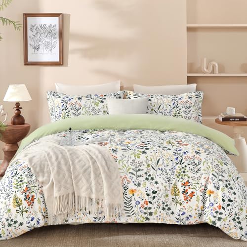 Parure de lit vert 200x200 microfibre douce et infroissable avec zip invisible