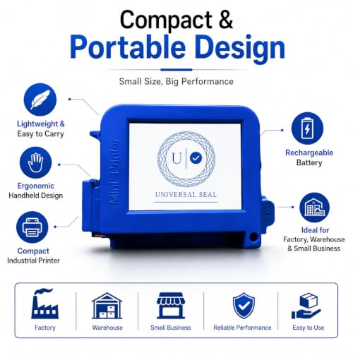 Image of Mini Thermal Inkjet Printer 12.7mm Without Handle | Batch Coding Machine for Date, MFG, EXP, MRP, Barcode & QR Code Printing | Compact TIJ Printer for Boxes, Bottles & Packaging