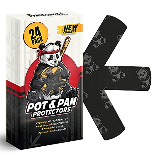 Pot & Pan Protectors for Stacking - 24 XXL-Pack Felt Pan Separators for Cookware â€“ 4 Different Sizes Pot Dividers 6 x 15â€XXL + 6 x 13â€XL + 6 x 11â€L + 6 x 9â€M Storing Pads for Pots Scratch Variety Set