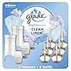 Glade PlugIns Air Freshener Starter Kit, Scented and Essential Oils for Home and Bathroom, Clean Linen, 4.02 Fl Oz, 2 Warmers and 6 Refills