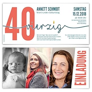 Kartenmachen.De Einladungskarten 40. Geburtstag Fotocollage