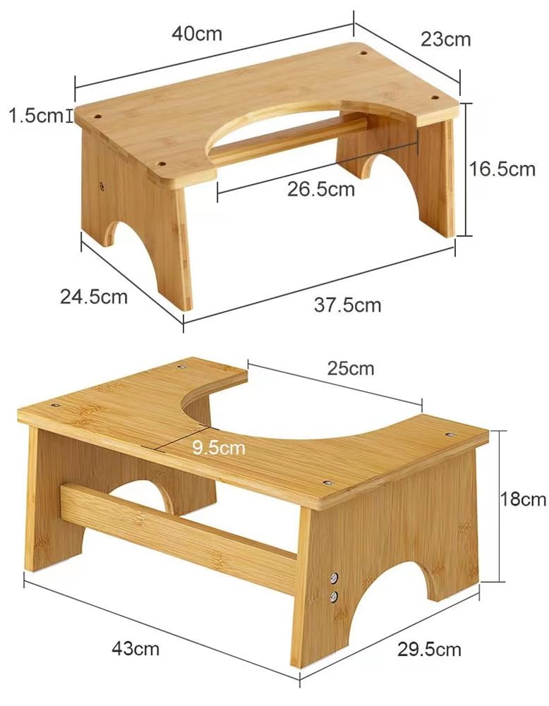 Toilettenhocker aus Holz, hochwertiger Bambus-Toilettenhocker, langlebiger hockender Toilettenhocker, Kniebeugen-Fußstütze, 17,8 cm Höhe, Holz-Tritthocker für Kinder und Erwachsene