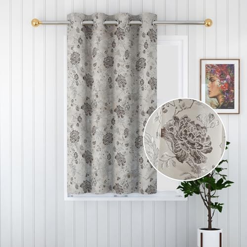 Image of FRESH FROM LOOM Floral Window Room Darkening Curtains 6 Feet Long|High Tenacity Yarn Polyester Weaved Grommet|Premium Screens for Home Office|Prada for Living Room,Dust Repellent(Coffee,6ft,1pc)