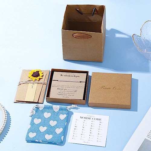 RareLove Graduation Gifts The Adventure Begins Morse Code Beaded Bracelet,2025 Grad Senior Gifts for Friends,Graduation Gifts for Best Friends,Waterproof Secret Bracelets Tiny Pony Seed4