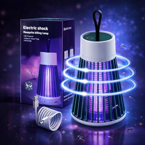 Image of Electric Mosquito Killer Lamp with UV Light, USB Powered Portable Indoor Bug Trap for Bedroom, Office & Home