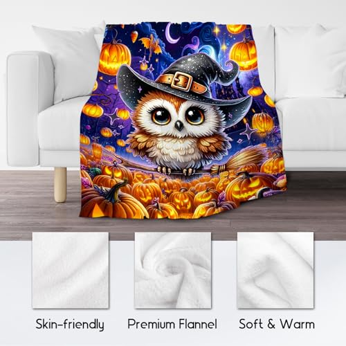 Halloween Blanket for Girls, Kids Blankets Gifts, Cute Owl Throw, Soft Fleece Throw for Halloween Decoration, 60"x80"