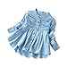 K-youth Vestido para Niñas, Ropa Bebe Niña Recién Nacido Denim Fruncido Manga Larga Camiseta Tops Blusa Vestido de Falda de Manga Larga Vestidos Niña Fiesta (Azul, 3-4 años)
