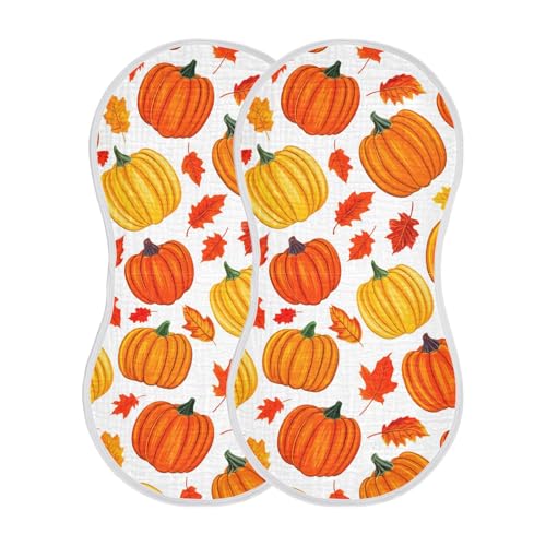 Autumn Pumpkin Maple Leaves Baby Burp Cloths Cotton Washcloths Absorbent Soft Burping Rags for Baby Boy Girl Burpy Cloth Bib 1 Pack2