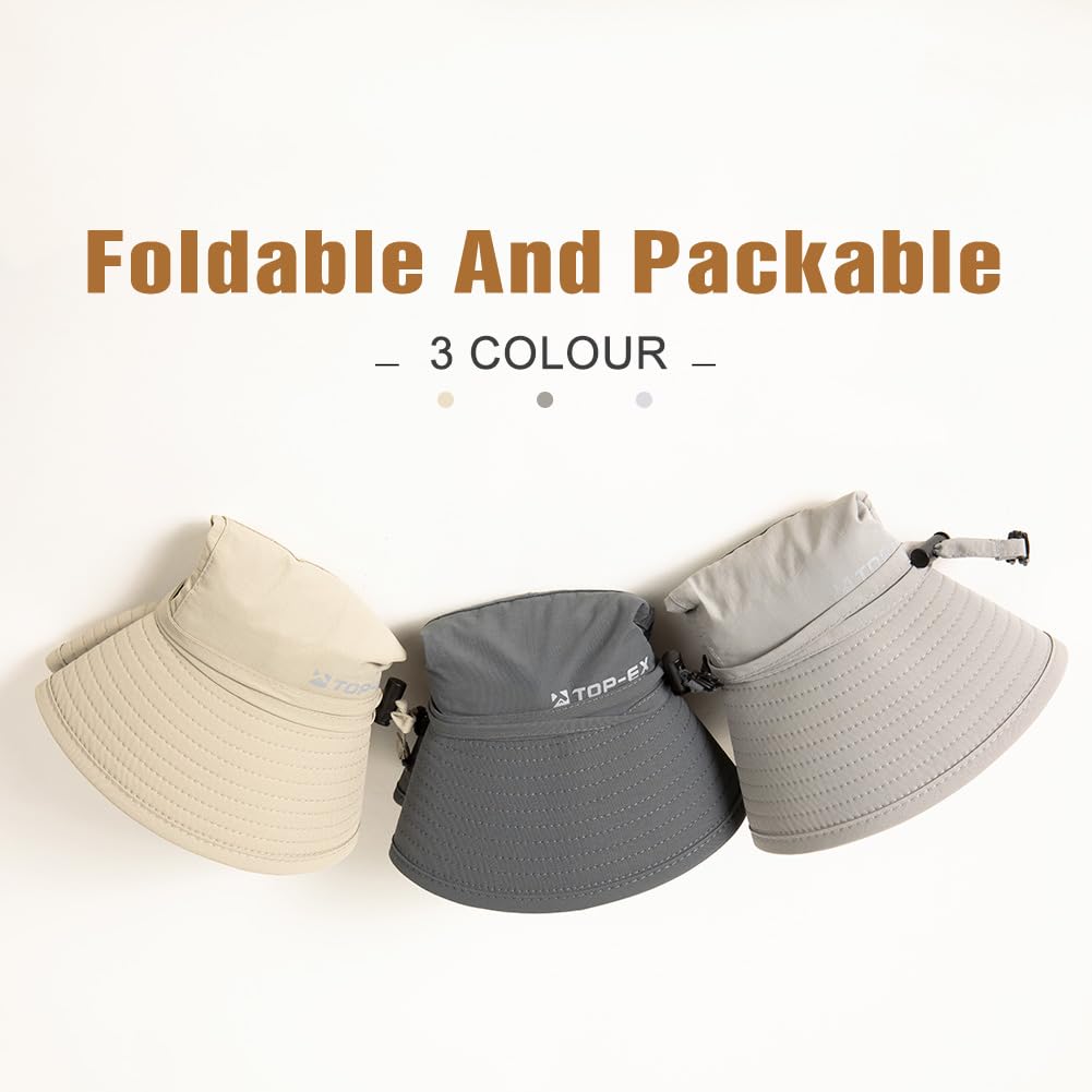 TOP-EX Chapeau de soleil imperméable à large bord pour homme XL/XXL - Protection solaire UPF 50+ - Pliable