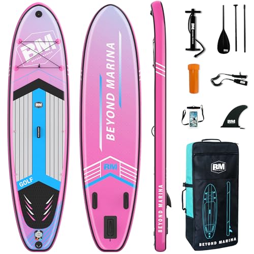 Image of BM Paddle Board Inflatable Stand Up Paddle Board, SUP Paddleboard for Adult, Premium Accessories | Non-Slip EVA Deck & Foam Handles, Camera Mount, Double Action Pump, 85L Travel Backpack