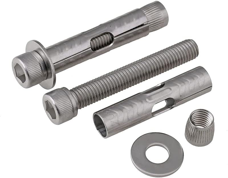 pernos de expansión,pernos de anclaje de pared, Tornillo de expansión interna de acero inoxidable 304 Perno de expansión hexagonal interna M6 M8 M10 M12 (5 piezas) (longitud: 80 mm, tamaño: M12) (colo