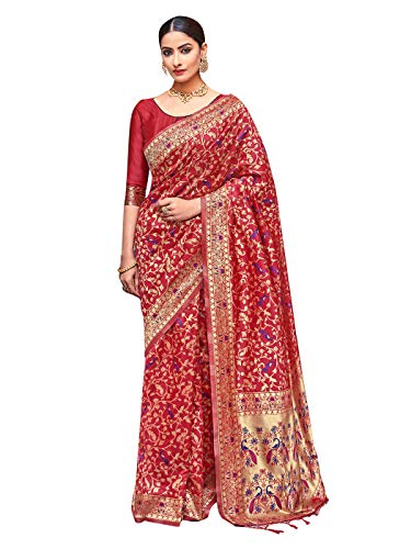 Sarees For Women Banarasi Art Silk Woven Saree || Designer Indian Wedding Gift Sari with Unstitched Blouse