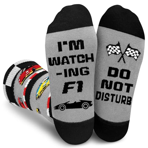 Obidodi Socks for Men DO NOT DISTURB IM WATCHING F1 Gifts for Car Lovers Size 9-12 Racing Fans Christmas Presents Birthday Fathers Day