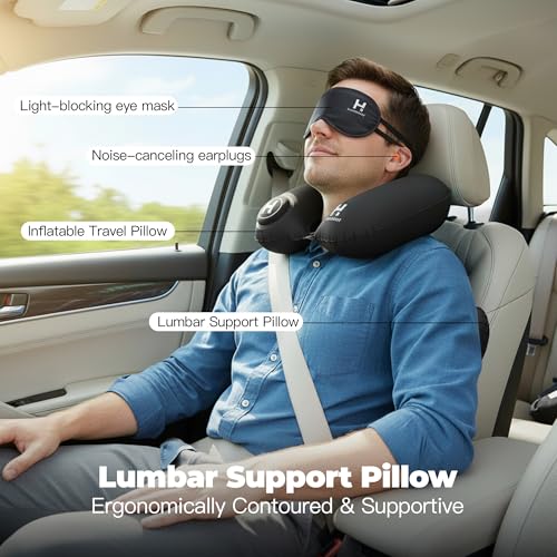 Almohada inflable de viaje con soporte lumbar y accesorios miniatura 5