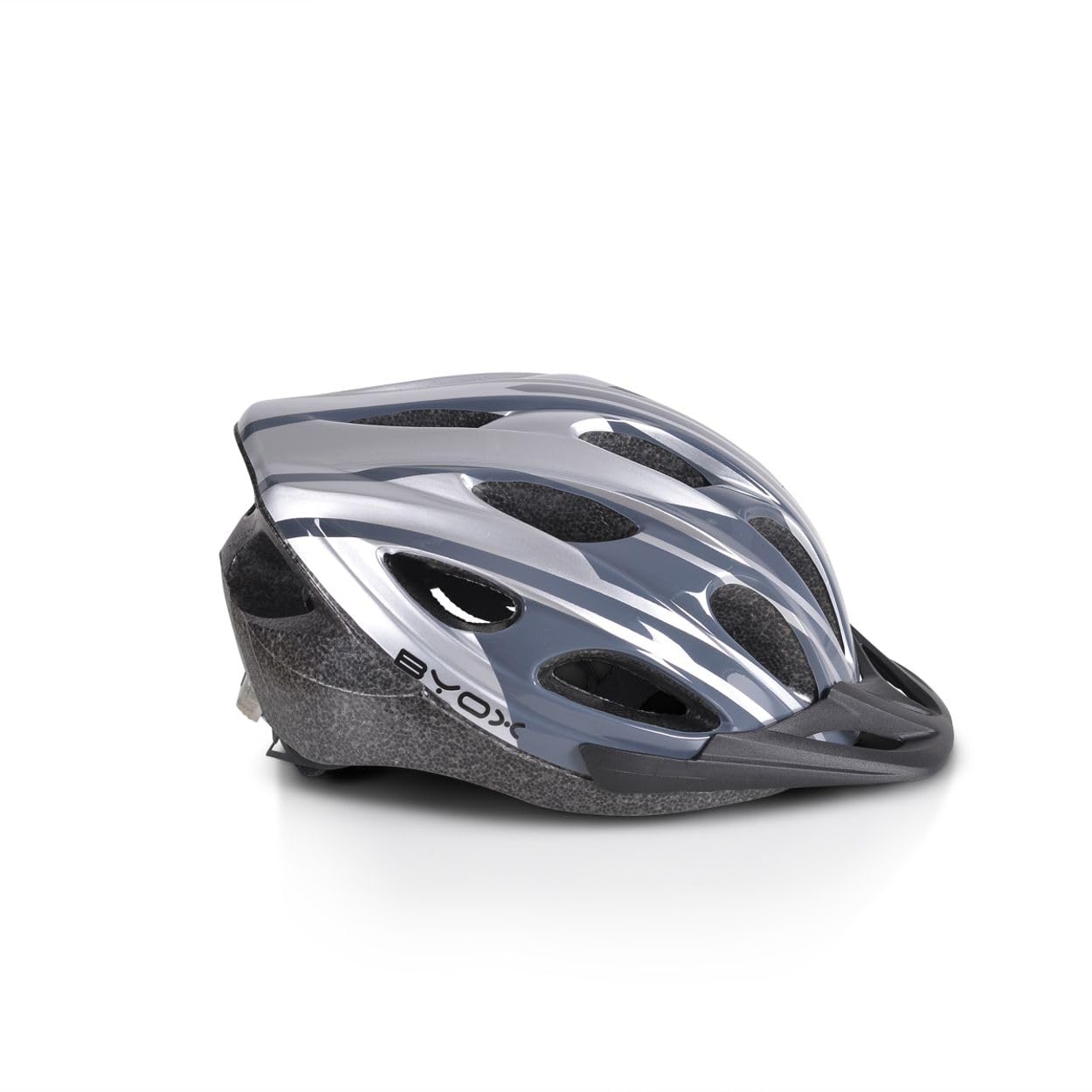 Kinder Schutzhelm Y02, 17 Löcher, Größe M, einstellbar 54-58 cm, LED-Licht grau
