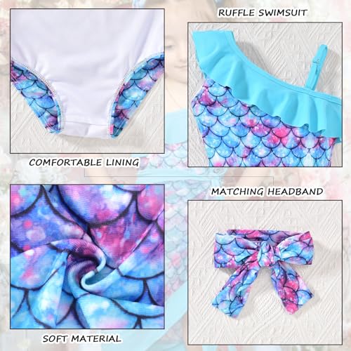 HINTINA Toddler Girl One Piece Ruffle Swimsuit with Cover Up Skirt Bathing Suit Swimwear 2-7Y4