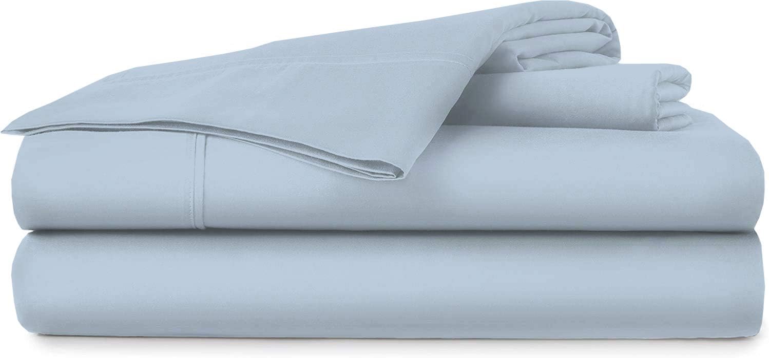Sheet Set 600TC 4 Piece Twin Size 39x75 Deep Pocket Luxury Soft and Comfy 100% Cotton Sky Blue Solid Bed Sheets for Twin Size Mattress