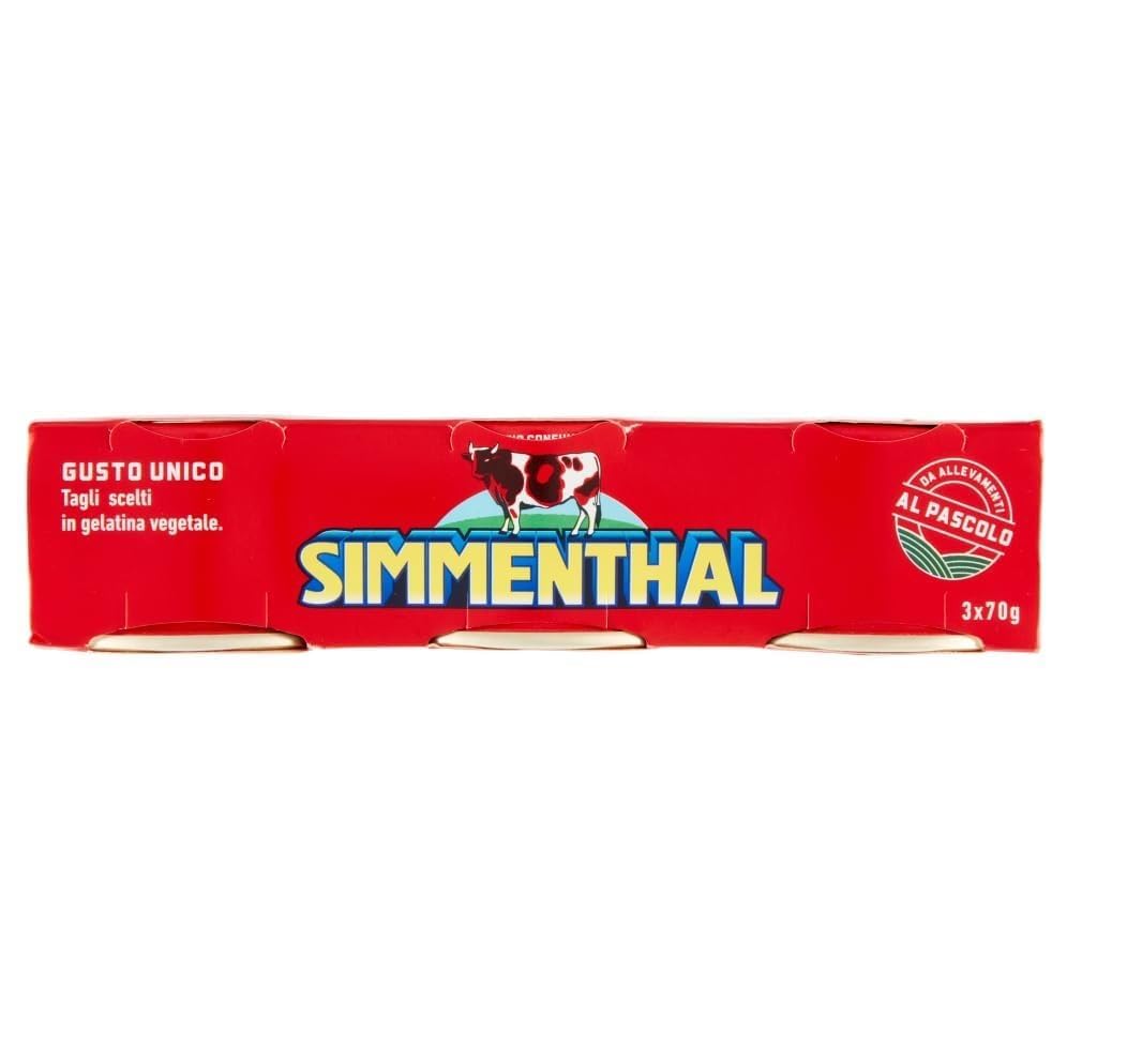 Italian Gourmet Simmenthal Viande de bœuf en gelée Simmenthal – spécialité italienne prête à consommer, boîtes portion 70 g, idéal salades & sandwichs 12 x (3 x 70 g) + Italian Gourmet Polpa