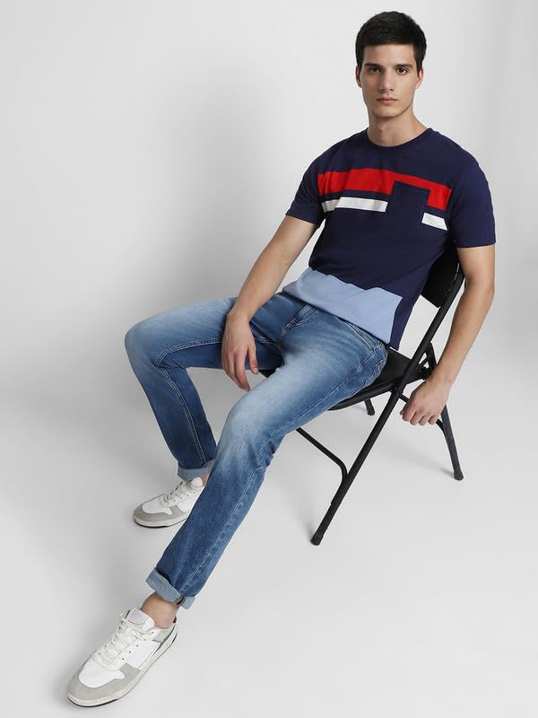 Image of Dennis Lingo Men's Cotton Round Neck Tshirt, Slim Fit Half Sleeves