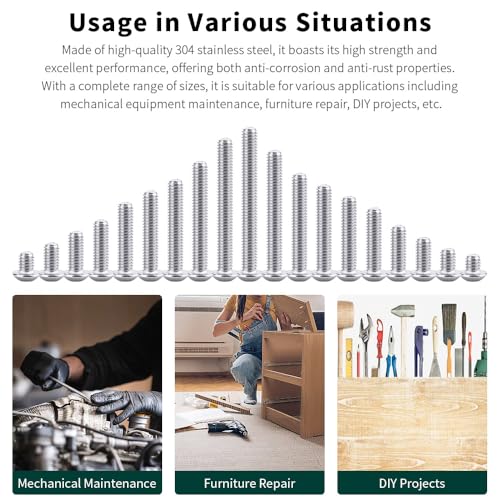 Image of 1 /4-20 x 3 Button Head Socket Cap Bolts Screws, 304 Stainless Steel 18-8, Allen Hex Drive, Bright Finish, Fully Machine Thread, Pack of 10