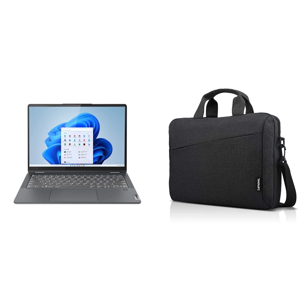 Lenovo Flex 5 Laptop, 14.0" FHD Touch Display, AMD Ryzen 5 5500U, 16GB RAM, 512GB Storage, Storm Grey & Laptop Shoulder Bag T210, 15.6-Inch Laptop or Tablet, Lightweight Toploader, GX40Q17229, Black