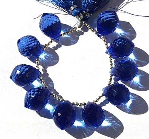 Quartz bleu briolette facettée haut de gamme LKBEADS 19x13 mm