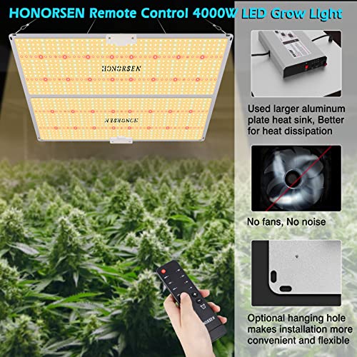 Honorsen 4000W Led Grow Light Full Spectrum 5X5Ft Coverage Remote Control Dimmable Grow Lamps With Timer Plant Light For Hydroponic Indoor Plants Veg And Flower (1276Pcs Leds) #TOP5