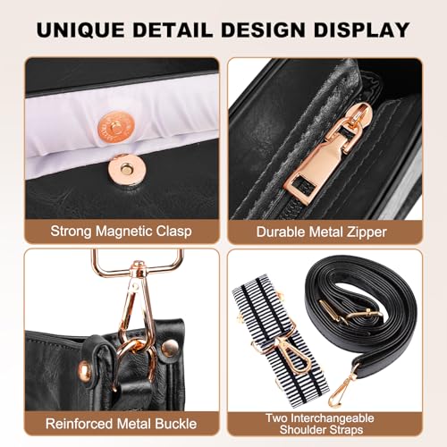 Image of ISEYOU Crossbody Bags for Women, Vegan Leather Crossbody Purse with 2PCS Adjustable Strap, Trendy Handbags Shoulder Bag