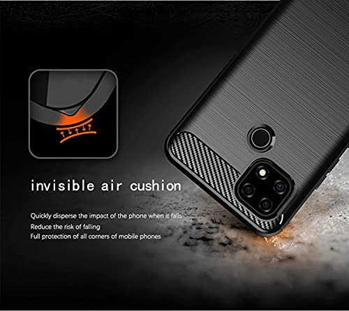 Image of NPRC Hybrid Ultra Slim Protective Case TPU Non-Slip Carbon Fiber Texture Shockproof Case Cover for Realme C21Y - Black