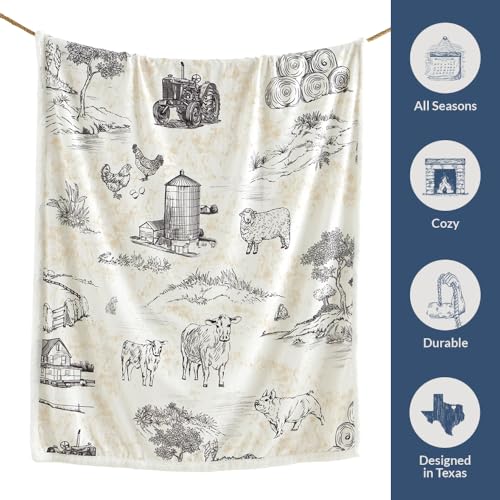 Image of Paseo Road Indigo Hill by HiEnd Accents Farm Life 54x68 Brown Throw Blanket