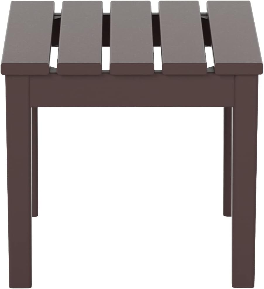 WO 2-Pieces Set Modern HDPE Plastic Outdoor Patio Furniture Adirondack Rocking Chair with Square Side Table, All Weather and UV Resistant, Dark Brown